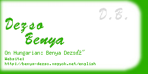 dezso benya business card